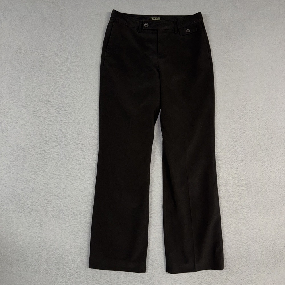 Eddie Bauer Pants Womens 2 Black Mercer Bootcut Flat Front Stretch VTG Hong Kong